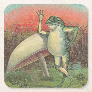 Frosch und Pilz Rechteckiger Pappuntersetzer