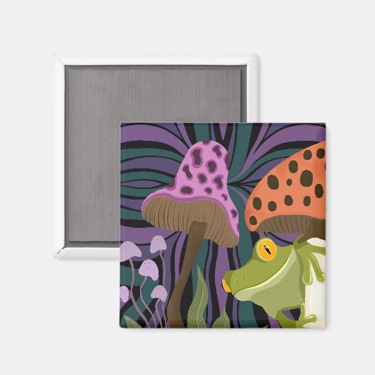 Frosch und Pilze Magnet (Vorderseite/Rückseite)