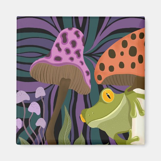 Frosch und Pilze Magnet (Vorne)