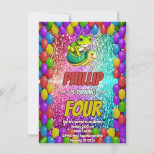 Frosch und Schildkröte zum Geburtstag einladen Einladung