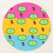 Frosch und Strawberry Lover Runder Pappuntersetzer (Vorderseite)