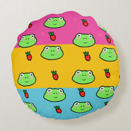 Frosch und Strawberry Lover Rundes Kissen