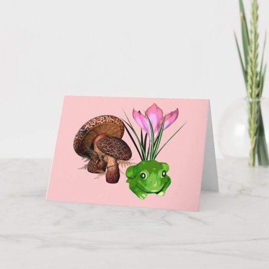 Frosch und Toadstool Feiertagskarte (Vorderseite)