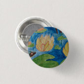 Frosch und Wasserlilien Abzeichen Button (Vorne & Hinten)