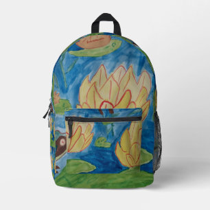 Frosch und Wasserlilien Bedruckter Rucksack
