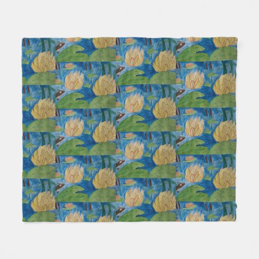 Frosch und Wasserlilien Fleece Blanket (Vorderseite (Horizontal))