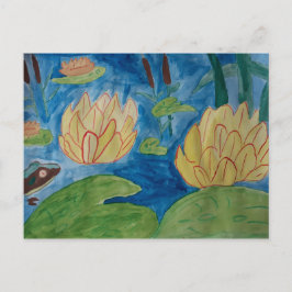 Frosch und Wasserlilien Postleitzahl Postkarte