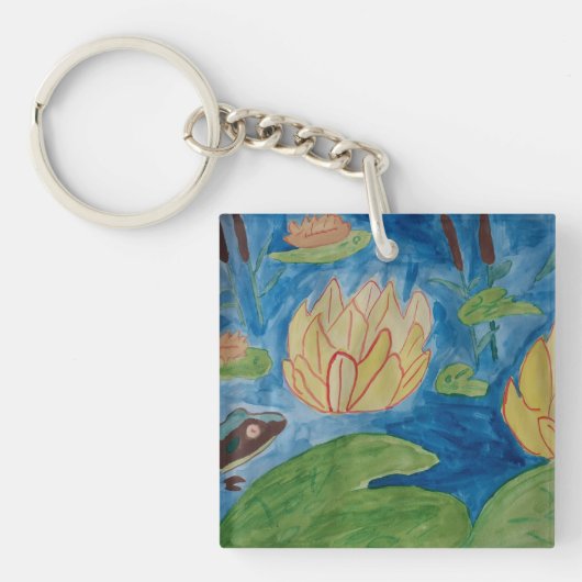 Frosch und Wasserlilien Schlüsselring (Vorderseite)
