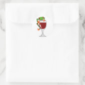 Frosch und Wein Runder Aufkleber (Tasche)