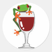 Frosch und Wein Runder Aufkleber (Vorderseite)