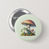 Frosch unter einem Pilz Süße Natur Button (Vorne & Hinten)