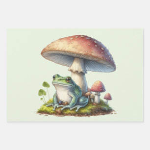 Frosch unter einem Pilz Süße Natur Geschenkpapier Set