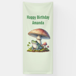 Frosch unter einem Pilz Süßer Natur Geburtstag Banner