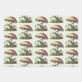 Frosch unter einem Pilz Süßes Naturmuster Geschenkpapier Set