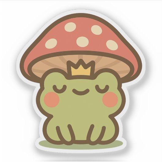 Frosch unter Pilzsticker Aufkleber (Vorderseite)