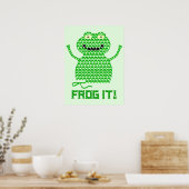 Frosch! Vector Crochet Frog (Grüner Hintergrund) Poster (Küche)