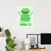 Frosch! Vector Crochet Frog (Grüner Hintergrund) Poster (Heimbüro)