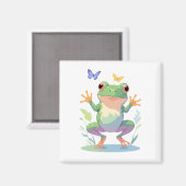 Frosch Vector Malerei Adorable Fun Animal Playing Magnet (Vorderseite/Rückseite)