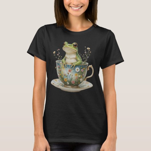 Frosch Vintager Tee Cup Blumenkohl Blume Amphibien (Vorderseite)