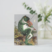 Frosch Violine Vintage Postkarte spielen (Stehend Vorderseite)