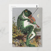 Frosch Violine Vintage Postkarte spielen (Vorne/Hinten)