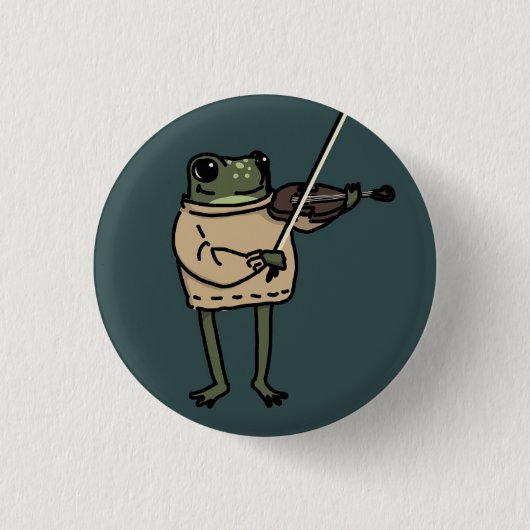 Frosch Violinist Musik Pin Button (Vorderseite)