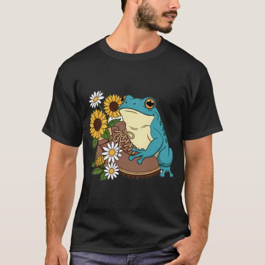 Frosch-Wanderstiefel-Geschenk T-Shirt (Vorderseite)
