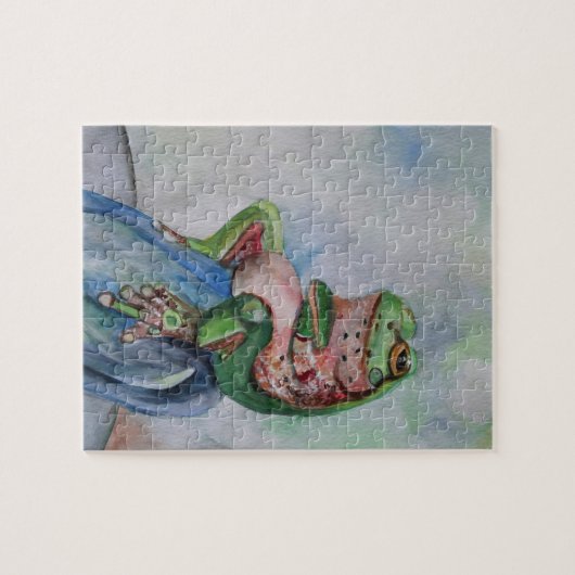 Frosch Wasserfarbe Zeichnend Puzzle (Horizontal)