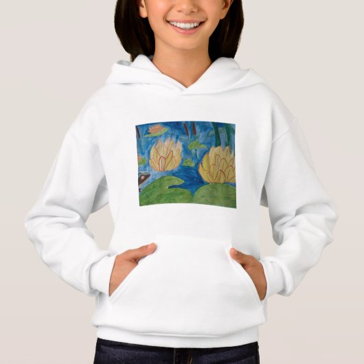 Frosch & Wasserlilien Hoodie (Vorderseite)