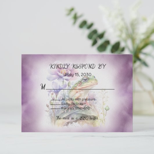 Frosch Wedding RSVP Karte (Stehend Vorderseite)