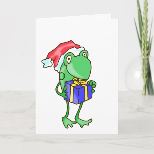 Frosch Weihnachten — Frosch, Gegenwart, Weihnachts Karte (Vorderseite)