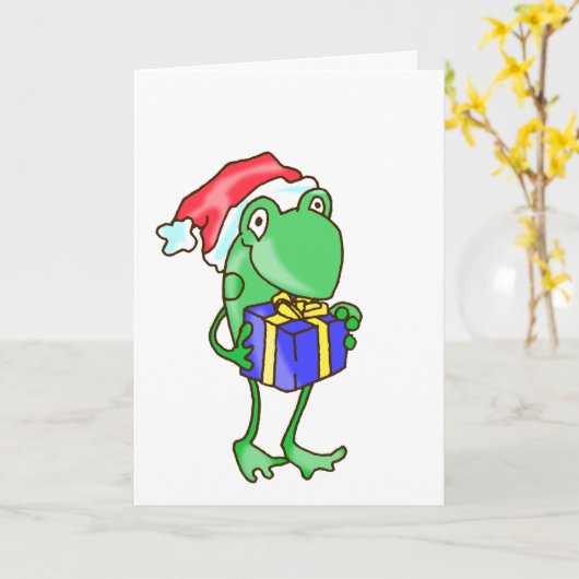 Frosch Weihnachten — Frosch, Gegenwart, Weihnachts Karte (Gelbe Blume)