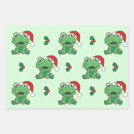 Frosch Weihnachts-Wintertiere Weihnachtsfrösche Geschenkpapier Set (Vorderseite 3)