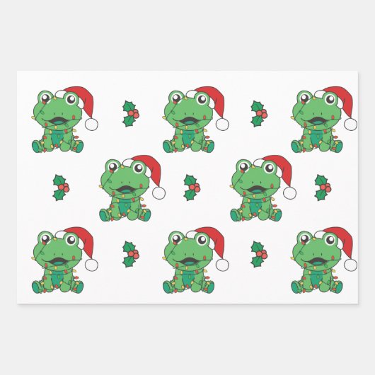 Frosch Weihnachts-Wintertiere Weihnachtsfrösche Geschenkpapier Set (Vorderseite 2)