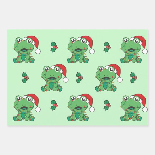 Frosch Weihnachts-Wintertiere Weihnachtsfrösche Geschenkpapier Set (Vorderseite)
