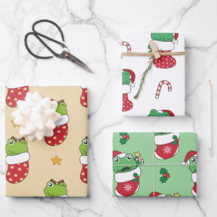Frosch Weihnachts-Wintertiere Weihnachtsfrösche Geschenkpapier Set