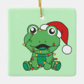 Frosch Weihnachts-Wintertiere Weihnachtsfrösche Keramikornament (Vorderseite)
