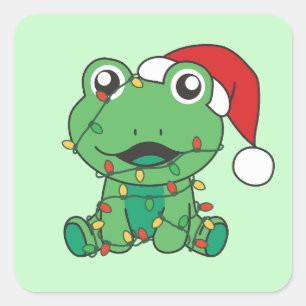 Frosch Weihnachts-Wintertiere Weihnachtsfrösche Quadratischer Aufkleber