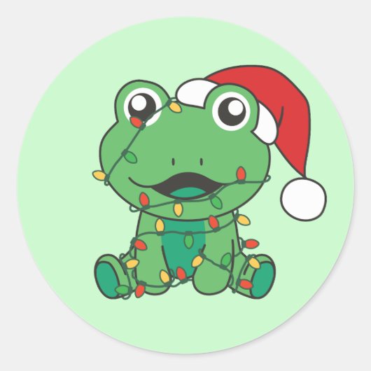 Frosch Weihnachts-Wintertiere Weihnachtsfrösche Runder Aufkleber (Vorderseite)