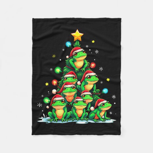 Frosch-Weihnachtsbaum Lustiger Hopper-Feiertag Süß Fleecedecke (Vorderseite)