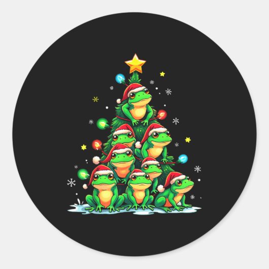 Frosch-Weihnachtsbaum Lustiger Hopper-Feiertag Süß Runder Aufkleber (Vorderseite)