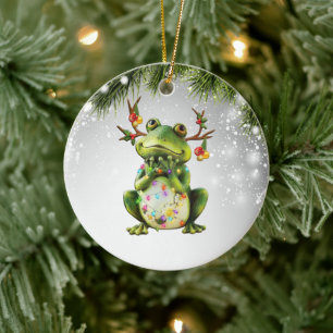 Frosch Weihnachtsgeschenk für Frosch Lover Erwachs Keramik Ornament