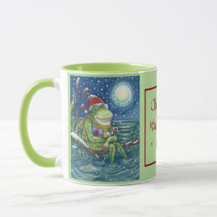 FROSCH WEIHNACHTSMANN AUF HOLZSTAMM, WEIHNACHTSTIE TASSE