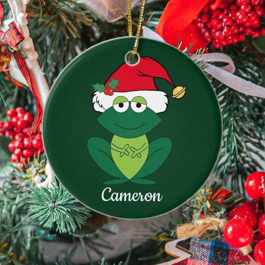 Frosch Weihnachtsmann Niedlich Personalisierte Kin Keramik Ornament