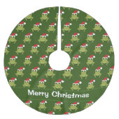 Frosch Weihnachtsmannmütze Grün Weihnachten Polyester Weihnachtsbaumdecke (Vorderseite)