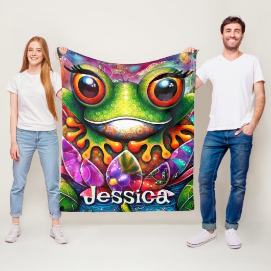 Frosch Whimsical Abstrakt Art Personalisiert Fleecedecke (Beispiel)