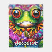 Frosch Whimsical Abstrakt Art Personalisiert Fleecedecke (Vorderseite)