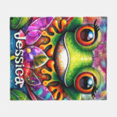 Frosch Whimsical Abstrakt Art Personalisiert Fleecedecke (Vorderseite (Horizontal))