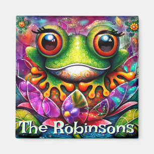 Frosch Whimsical Abstrakt Art Personalisiert Magnet