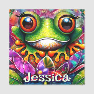 Frosch Whimsical Abstrakt Art Personalisiert Namensschild
